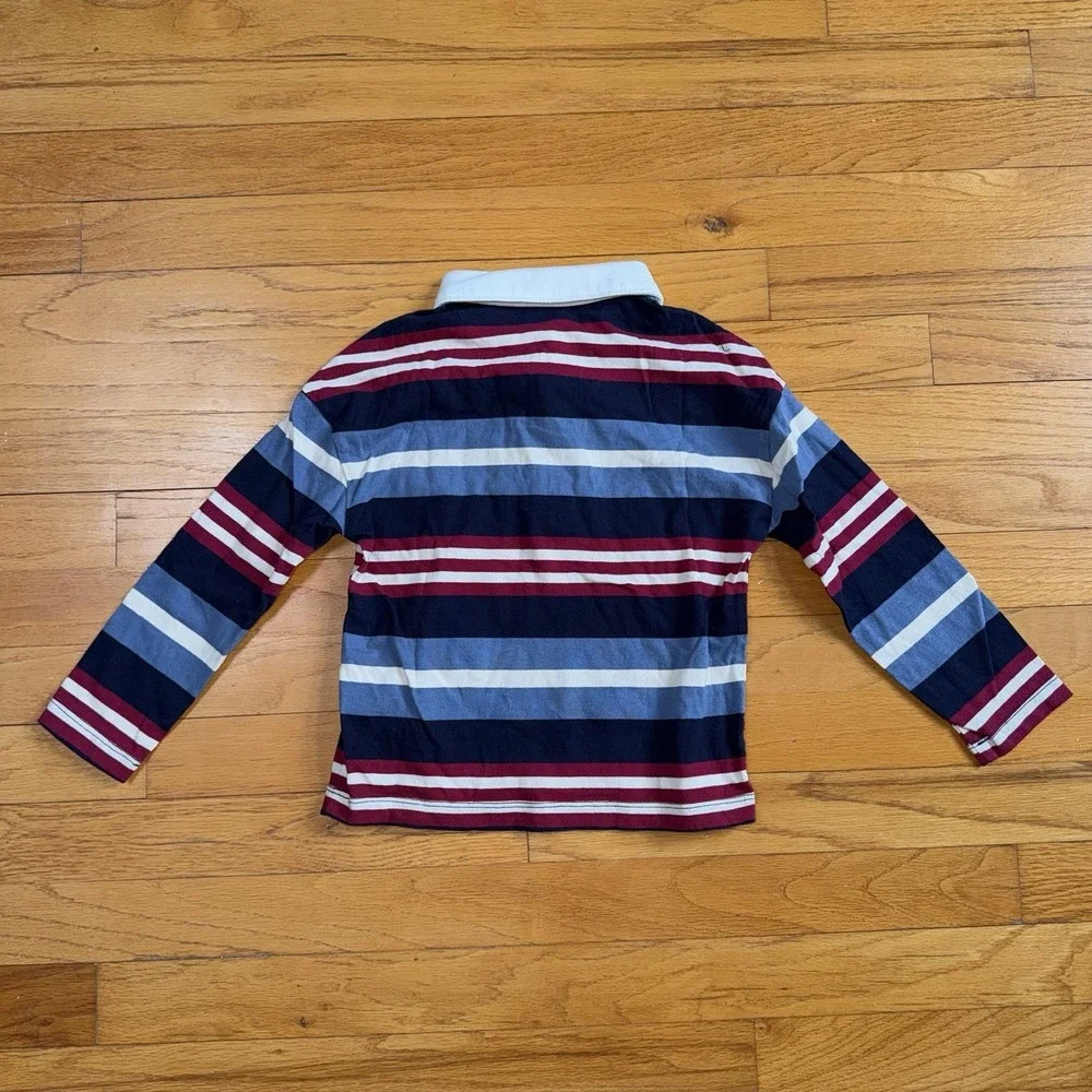 Gap Baby Toddler Boys 5 Striped Rugby Polo Shirt Blue White Maroon Prep Academia